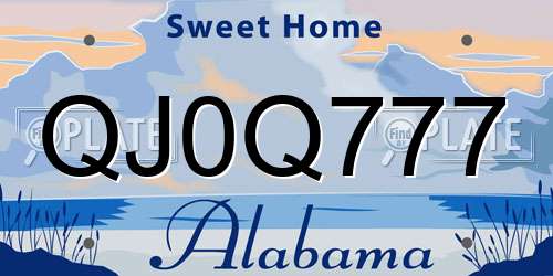 QJ0Q777 Alabama License Plate