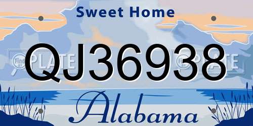QJ36938 Alabama License Plate
