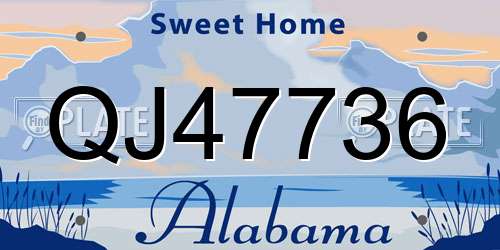 QJ47736 Alabama License Plate