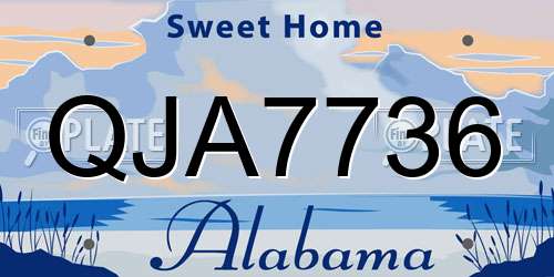 QJA7736 Alabama License Plate