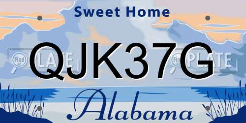 QJK37G Alabama License Plate