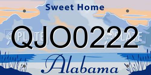 QJO0222 Alabama License Plate