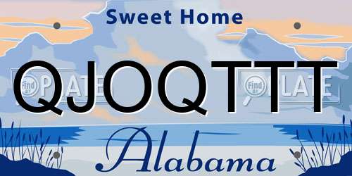 QJOQTTT Alabama License Plate