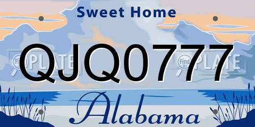 QJQ0777 Alabama License Plate