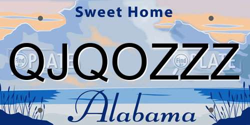 QJQOZZZ Alabama License Plate