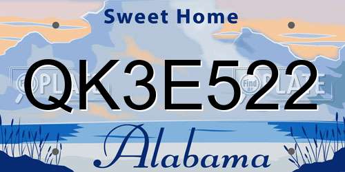 QK3E522 Alabama License Plate