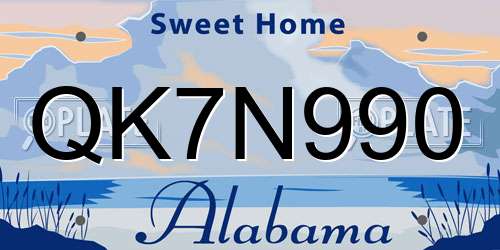 QK7N990 Alabama License Plate