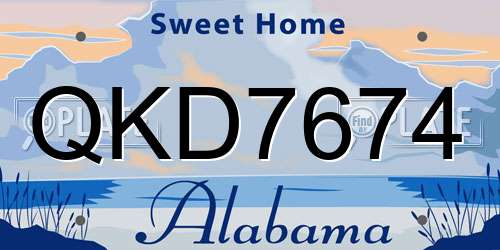 QKD7674 Alabama License Plate