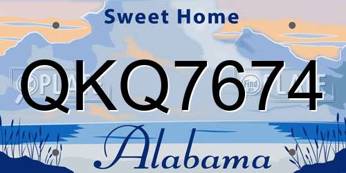 QKQ7674 Alabama License Plate