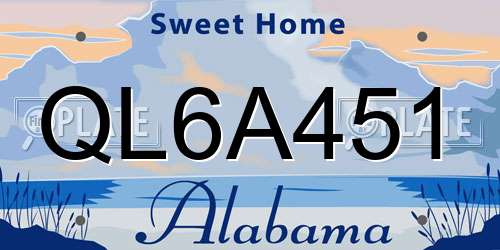 QL6A451 Alabama License Plate