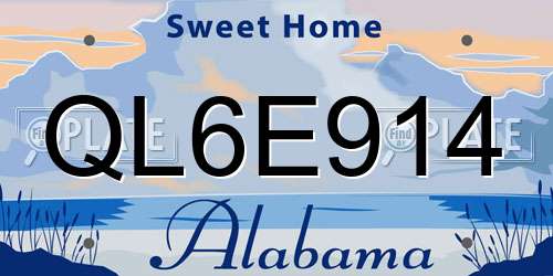 QL6E914 Alabama License Plate