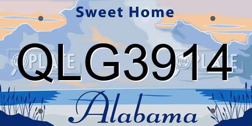 QLG3914 Alabama License Plate