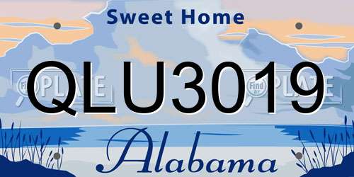 QLU3019 Alabama License Plate