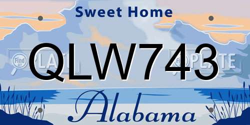 QLW743 Alabama License Plate