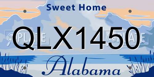 QLX1450 Alabama License Plate
