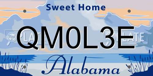 QM0L3E Alabama License Plate
