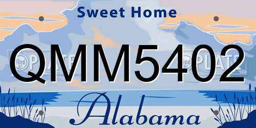 QMM5402 Alabama License Plate