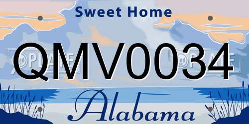 QMV0034 Alabama License Plate