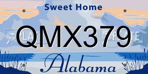 QMX379 Alabama License Plate