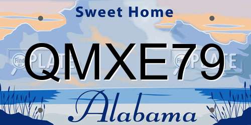 QMXE79 Alabama License Plate