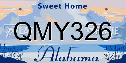 QMY326 Alabama License Plate