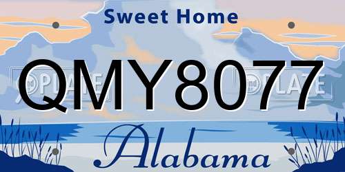 QMY8077 Alabama License Plate