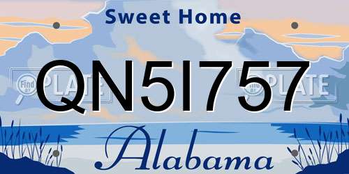QN5I757 Alabama License Plate