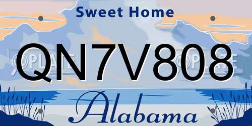 QN7V808 Alabama License Plate