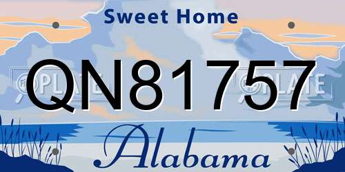 QN81757 Alabama License Plate