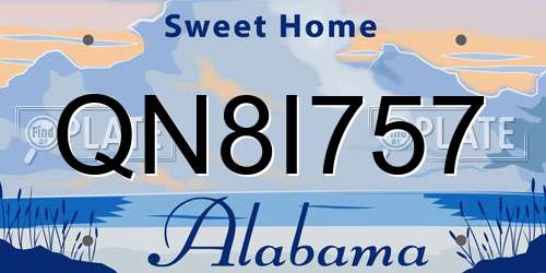 QN8I757 Alabama License Plate