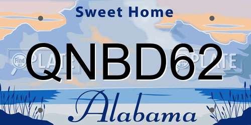 QNBD62 Alabama License Plate