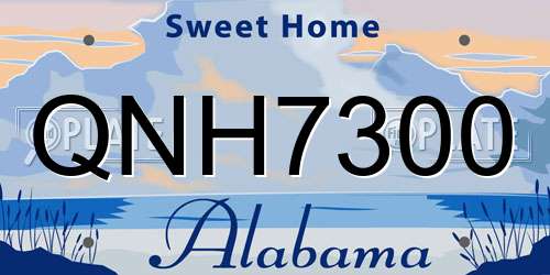 QNH7300 Alabama License Plate