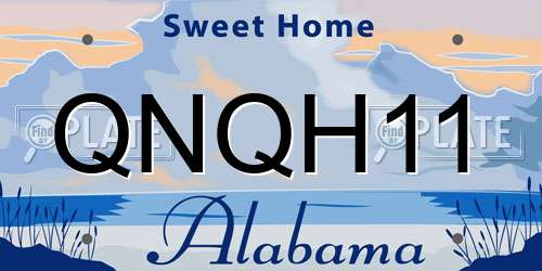 QNQH11 Alabama License Plate
