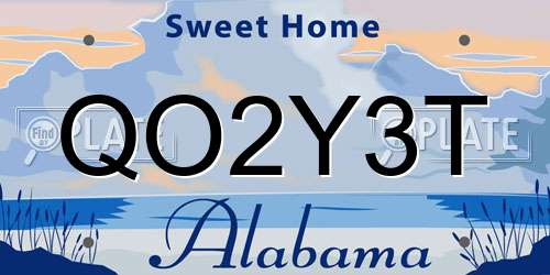 QO2Y3T Alabama License Plate