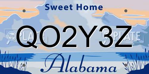 QO2Y3Z Alabama License Plate