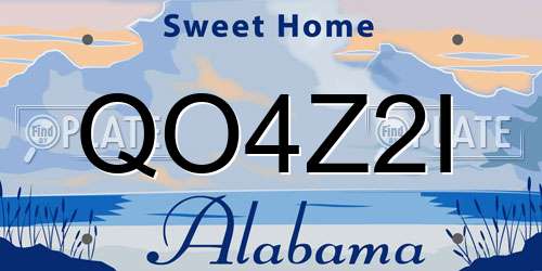 QO4Z2I Alabama License Plate