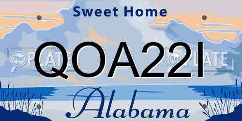 QOA22I Alabama License Plate