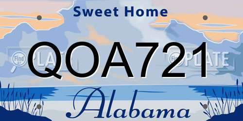 QOA721 Alabama License Plate