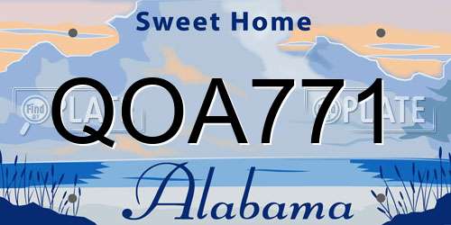 QOA771 Alabama License Plate
