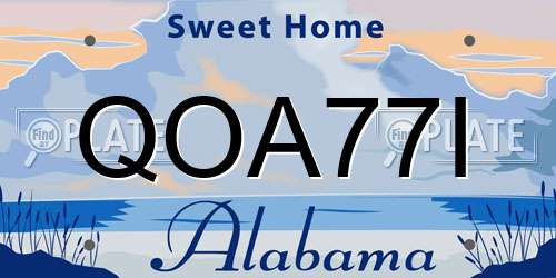QOA77I Alabama License Plate