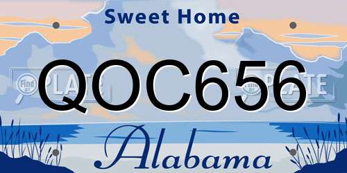 QOC656 Alabama License Plate