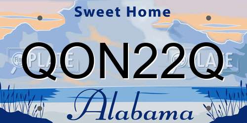 QON22Q Alabama License Plate