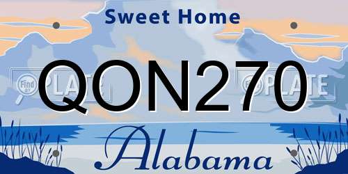 QON270 Alabama License Plate