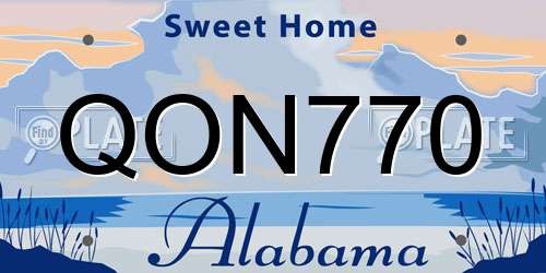 QON770 Alabama License Plate