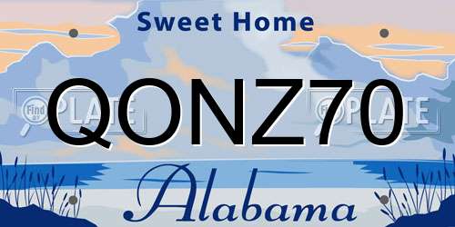 QONZ70 Alabama License Plate