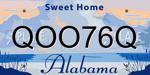 QOO76Q Alabama License Plate