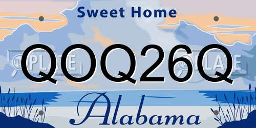 QOQ26Q Alabama License Plate