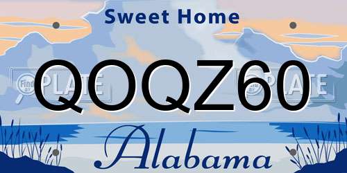QOQZ60 Alabama License Plate