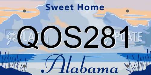QOS281 Alabama License Plate