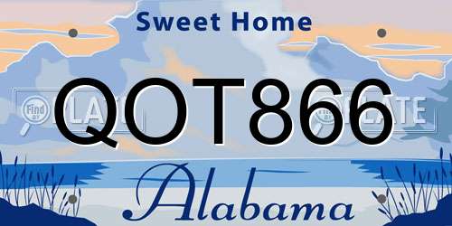 QOT866 Alabama License Plate